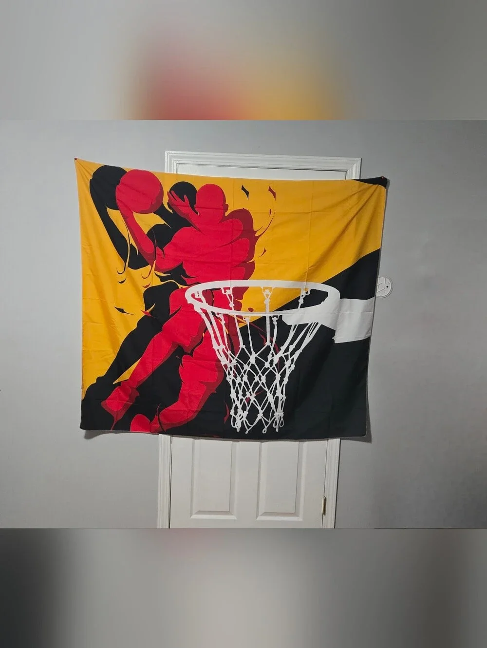 Red and Yellow Basketball Hoop Wall Tapestry